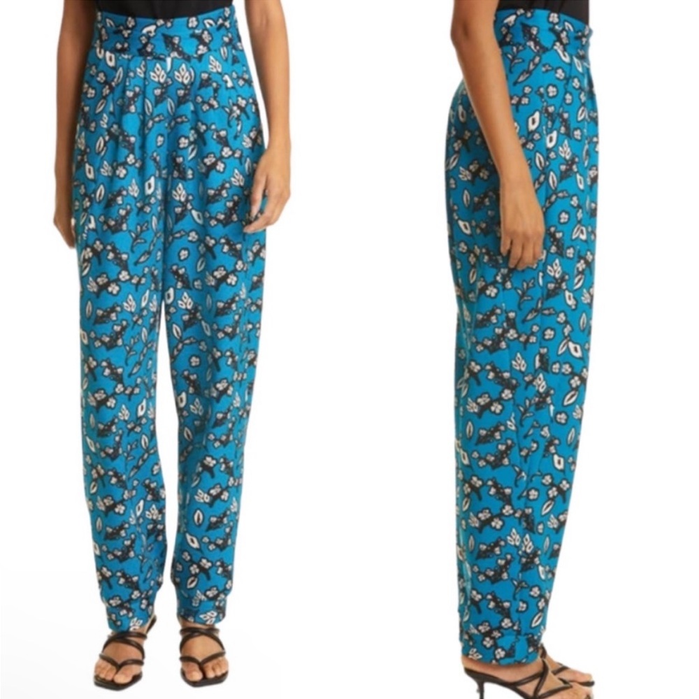 NWT KIMBERLY GOLDSON LUV MINI PEPPERMINT FLORAL HIGH WAIST PANTS 4